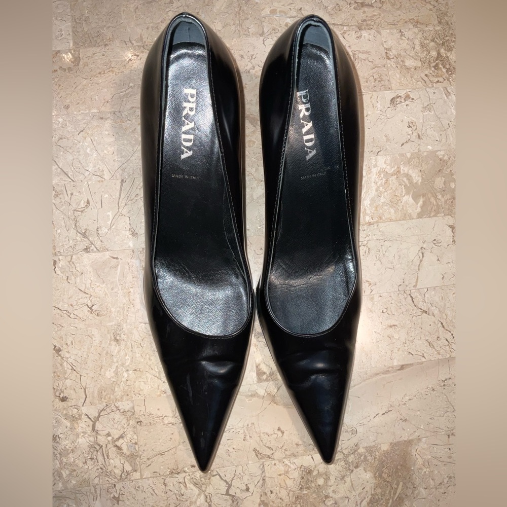 Prada black pointed toe heels size 38 1/2